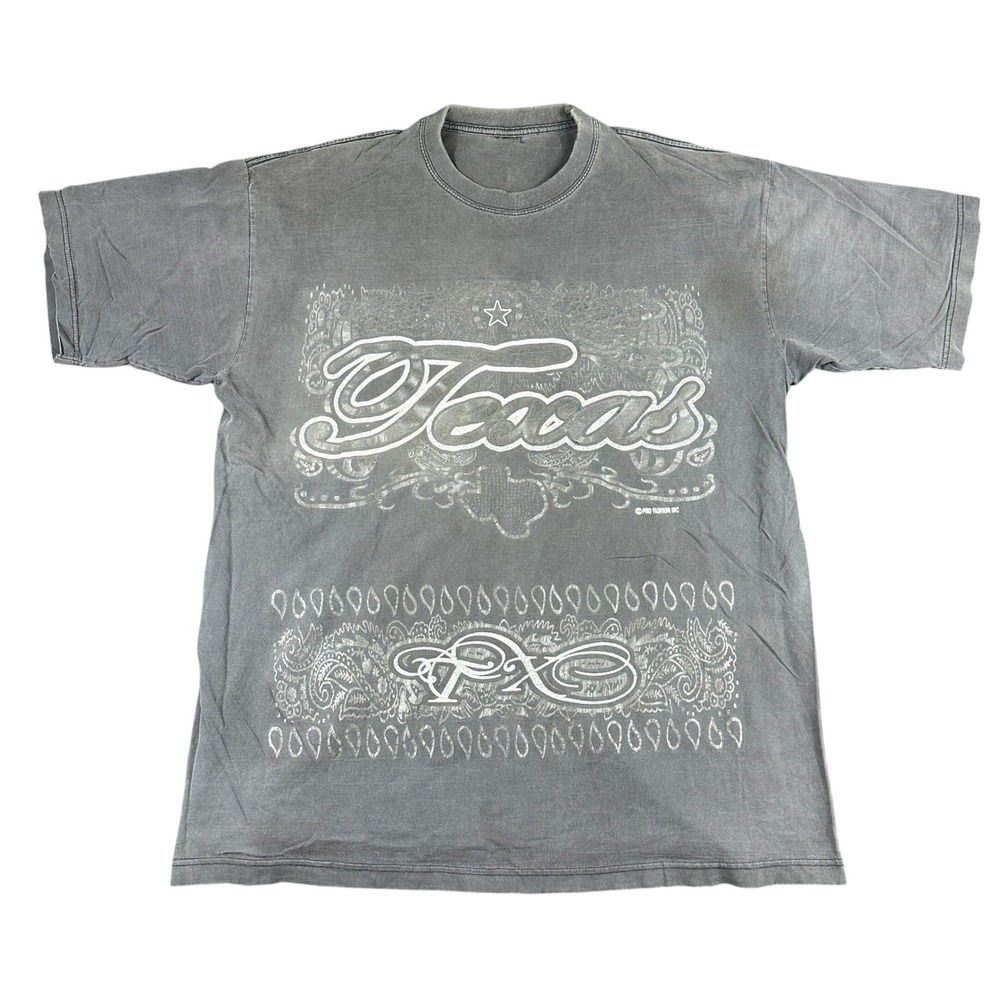 Y2K Pro Fashion Inc Texas Graphic Tee Grey Grunge Bikercore Moto Mens 2XL